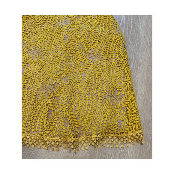 Dress the Population Piper Crochet Lace Canary Yellow Cocktail Dress Size XS - Picture 3 of 9